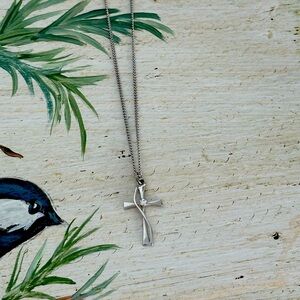 STERLING silver cross necklace with a diamond